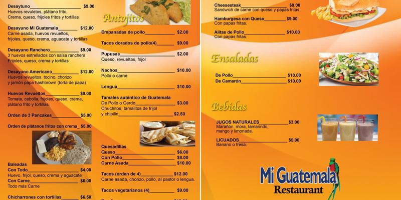 Mi Guatemala Bakery Menu
