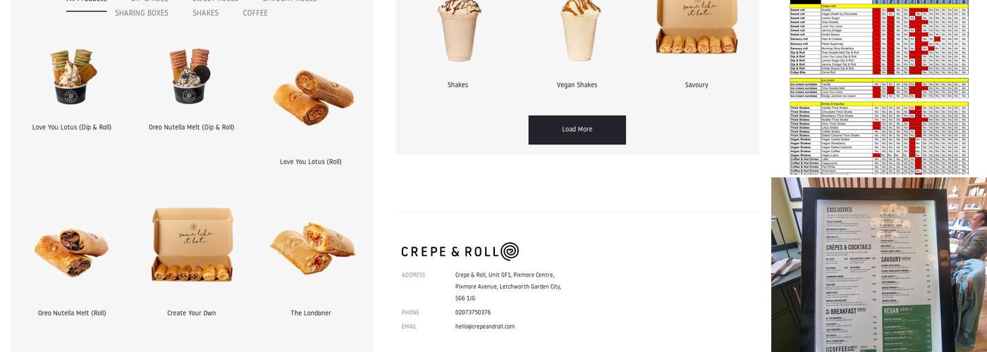 Crêpe & Roll at the Hippodrome Menu