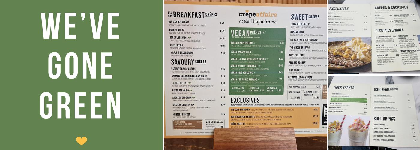 Crepeaffaire at the Hippodrome Menu