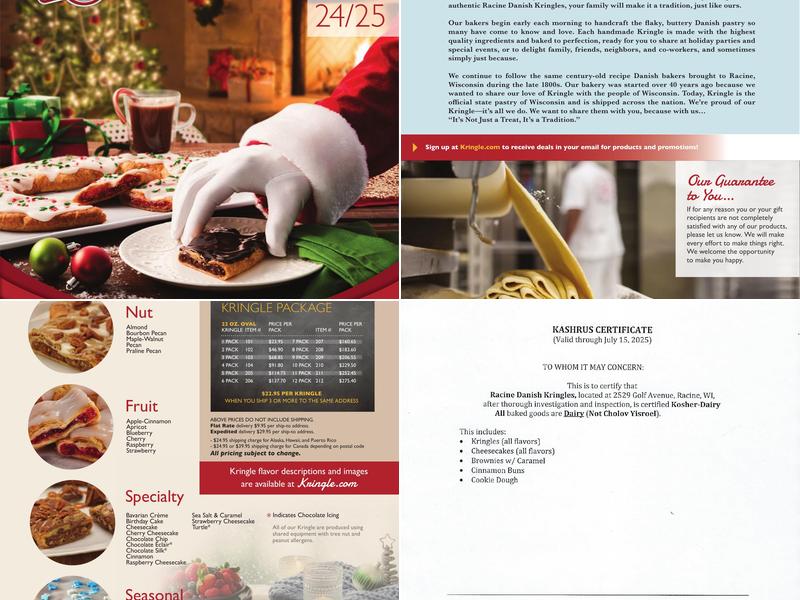 Racine Danish Kringles Menu