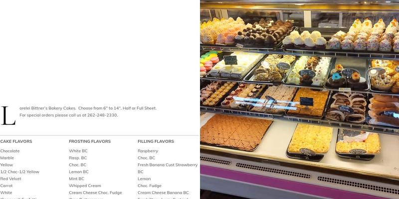 Lorelei Bittner's Bakery Menu
