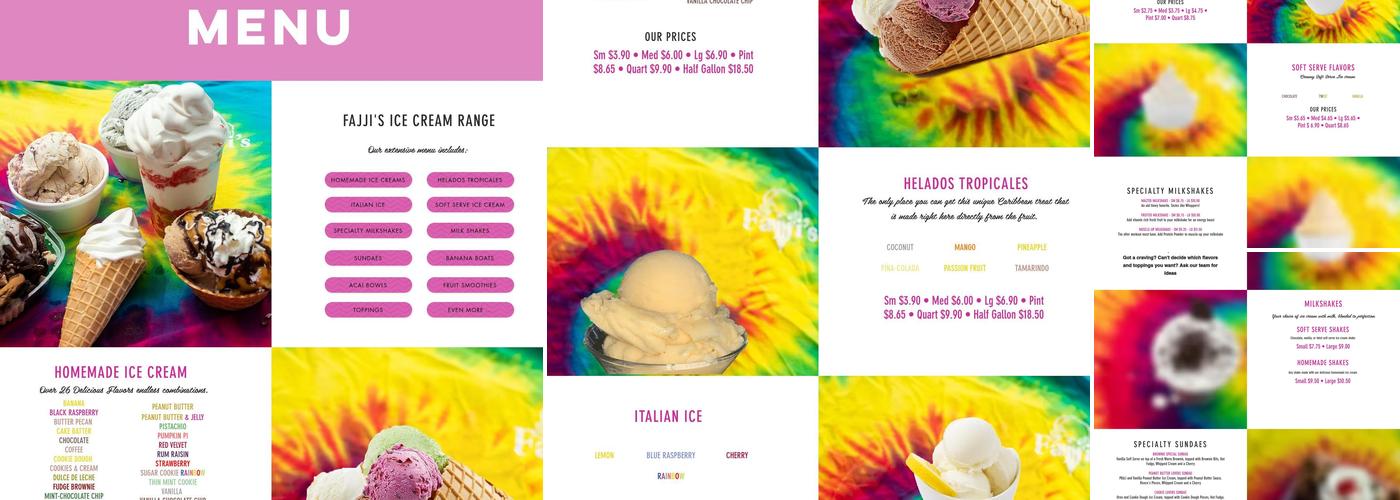 Fajji's Homemade Ice Cream Menu