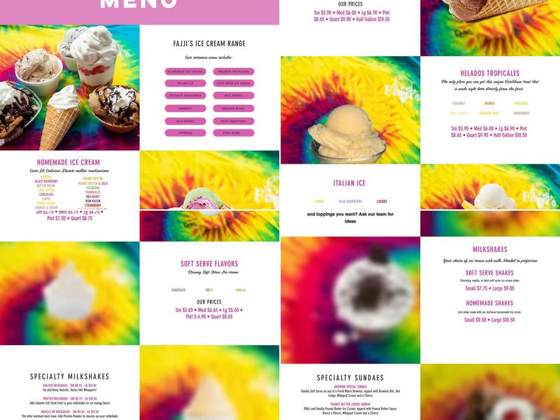 Fajji's Homemade Ice Cream Menu