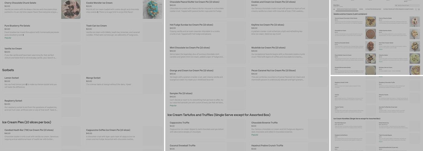 Piece of Cake Frozen Specialties, Inc. Menu