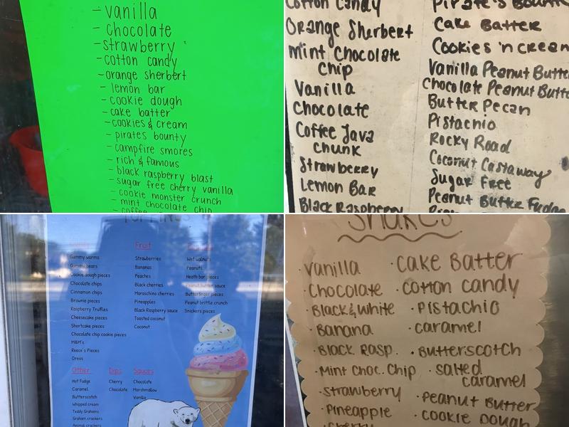 Polar Bear Ice Cream Menu