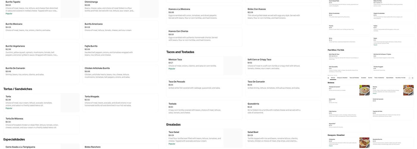 El Tapatio Menu