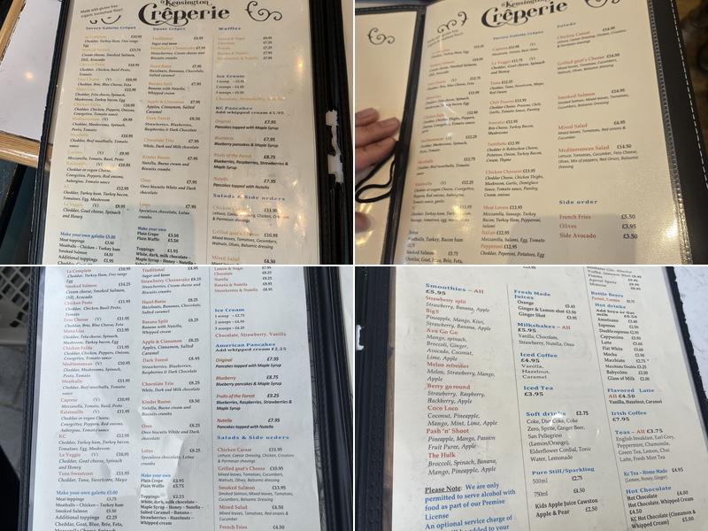 The Kensington Creperie Menu