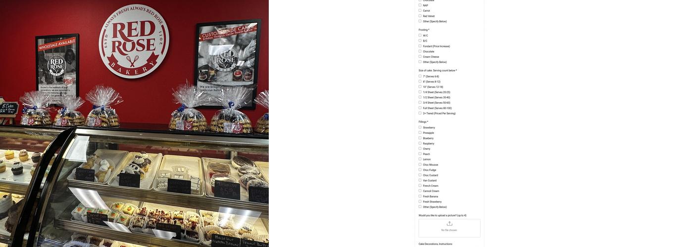 Red Rose Bakery Menu