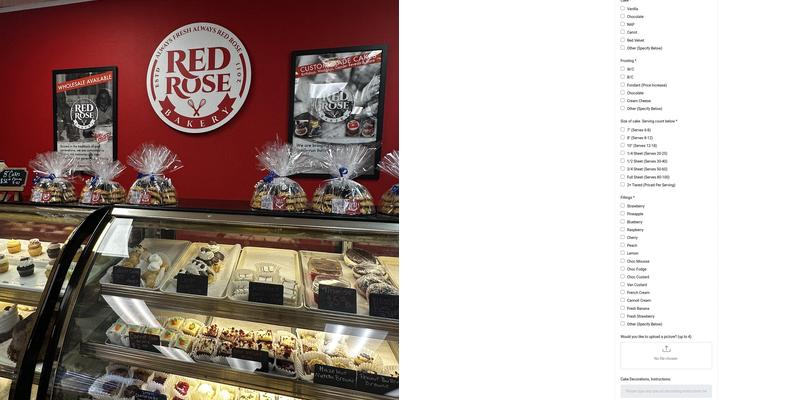 Red Rose Bakery Menu