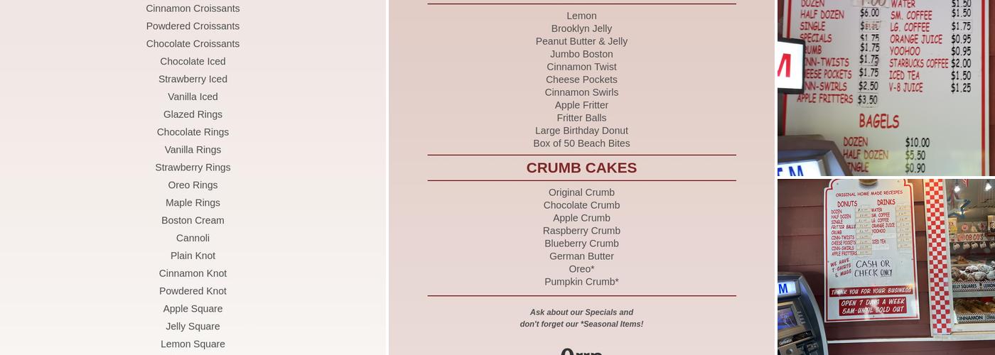 Ob-Co's Donuts Menu