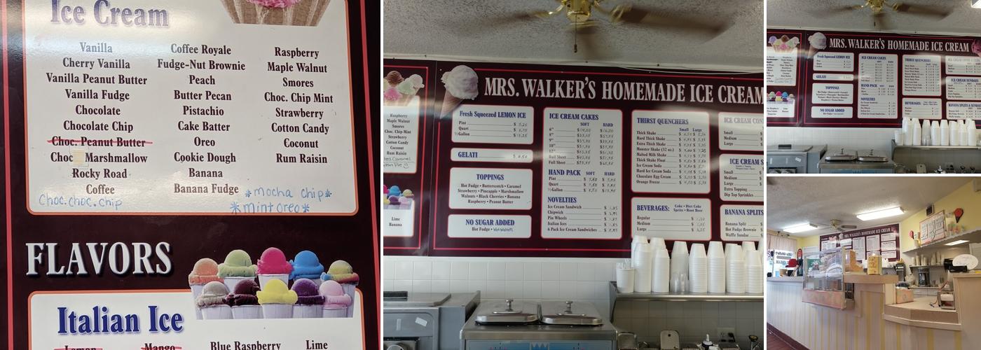 Mrs. Walker's Ice Cream Parlor Menu
