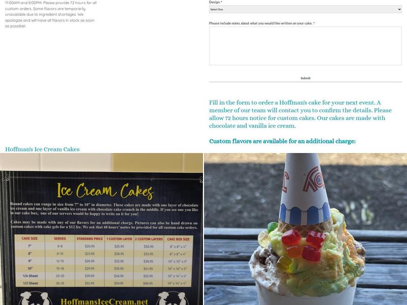 Hoffman's Ice Cream Menu