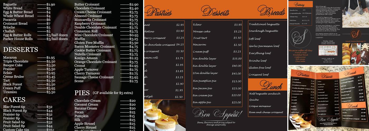 Saint Amon Baking Co Menu