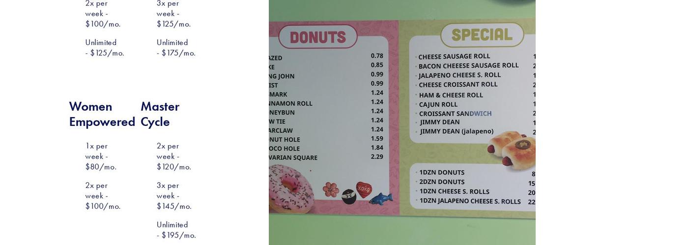 Paradise Donuts Menu
