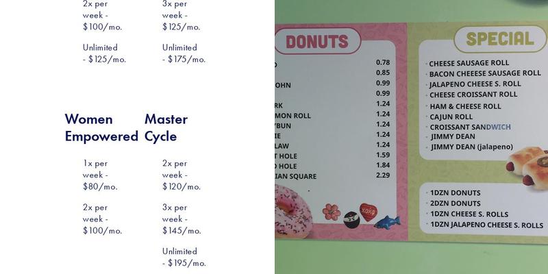 Paradise Donuts Menu