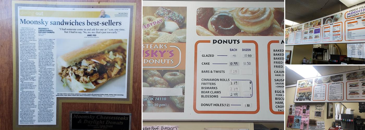 Moonskys and Daylight Donuts Menu