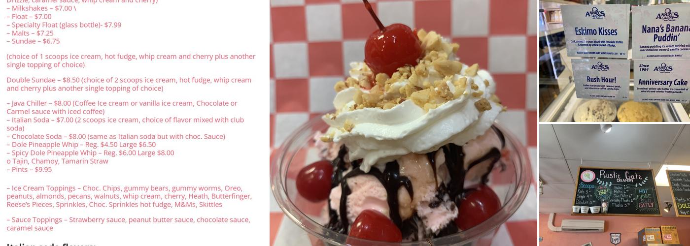 Rustic Gate Creamery Menu