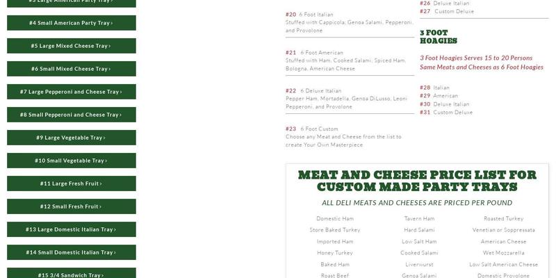 Italian Peoples Bakery Menu