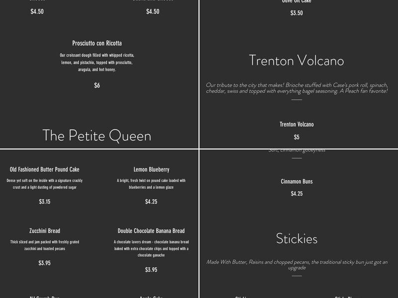 The Gingered Peach Menu