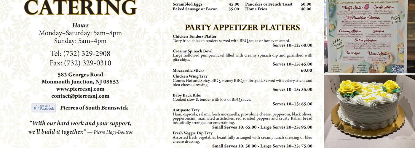 Pierre's Bakery Menu