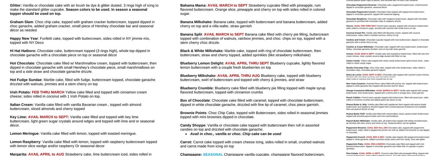 Lochel's Bakery Menu