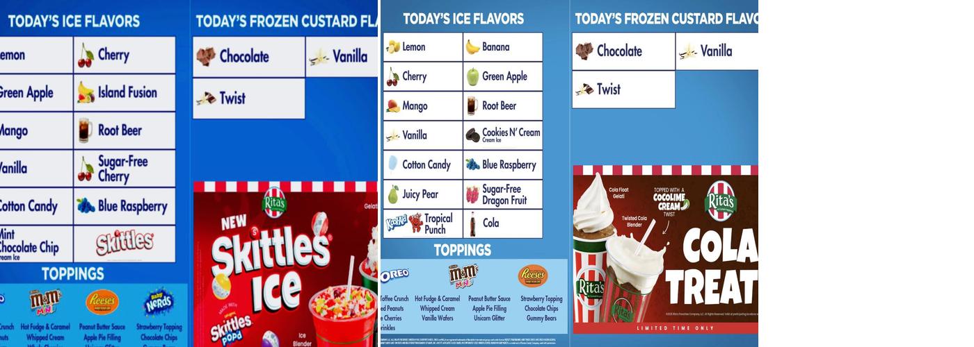 Rita's Italian Ice & Frozen Custard Menu