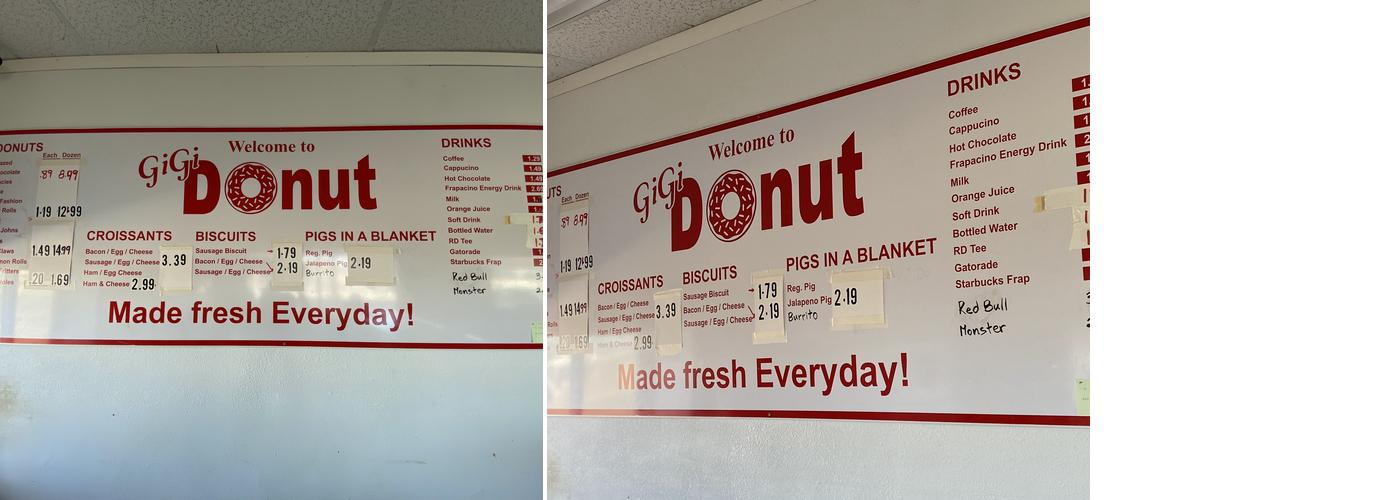 Gigi's Donuts Menu