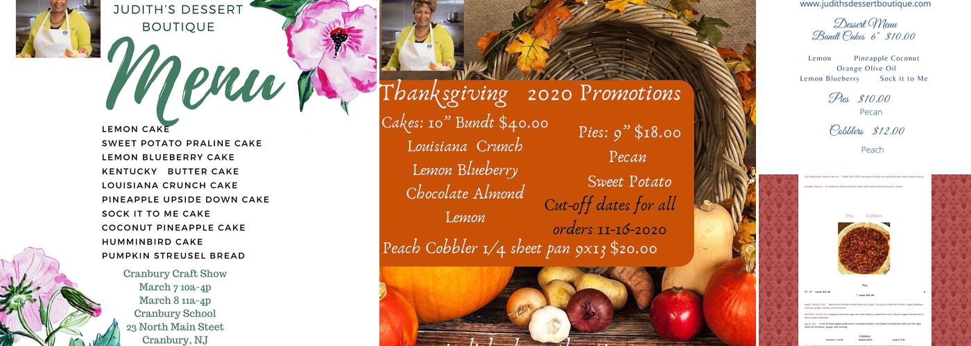 Judith's Dessert Boutique Menu