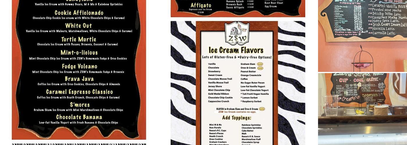 Zebra Striped Whale Menu