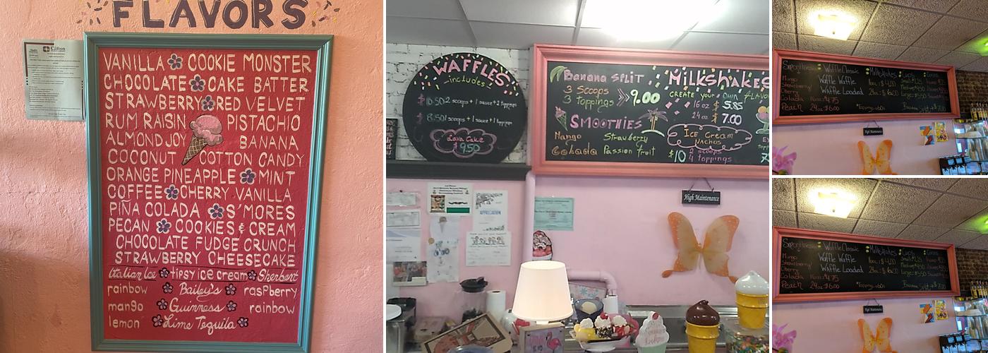 Pink ice cream Menu