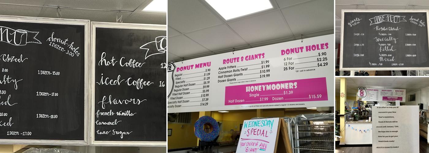 Route 8 Donuts Menu
