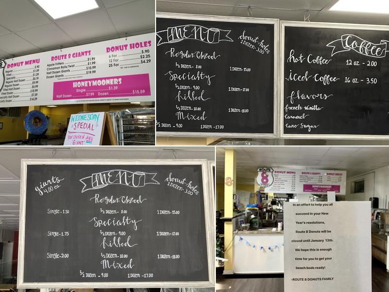 Route 8 Donuts Menu