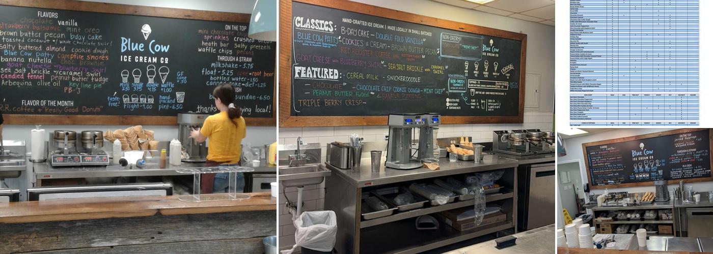 Blue Cow Ice Cream Co. Menu
