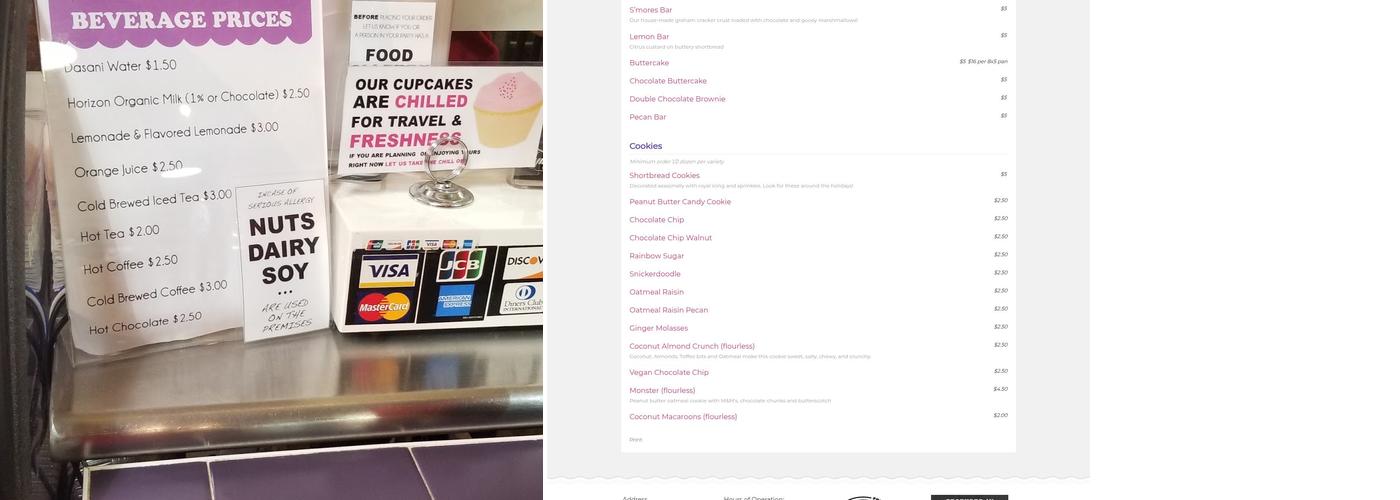 Flying Monkey Bakery Menu