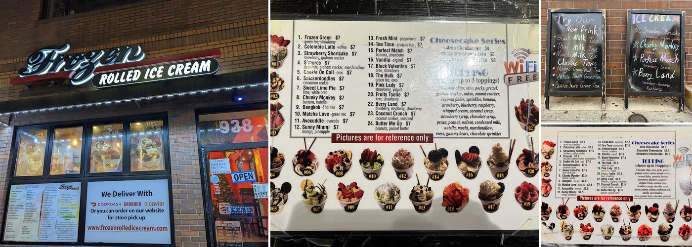 Frozen - Rolled Ice Cream Menu