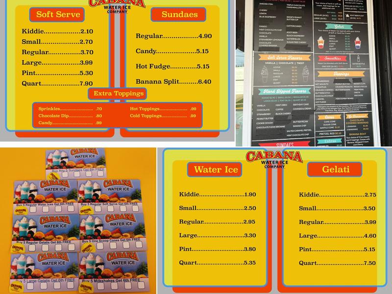 Cabana Water Ice Co Menu