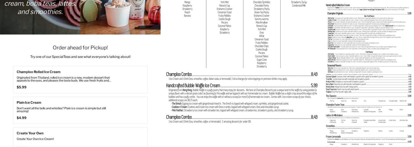 Champloo Desserts Menu