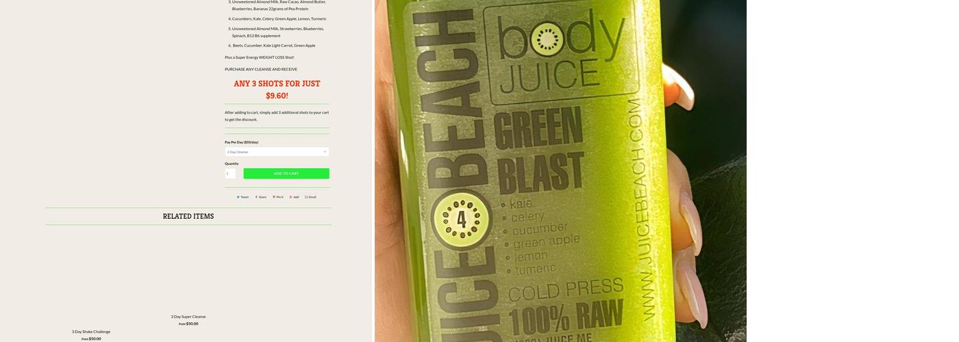 Juice Beach Menu