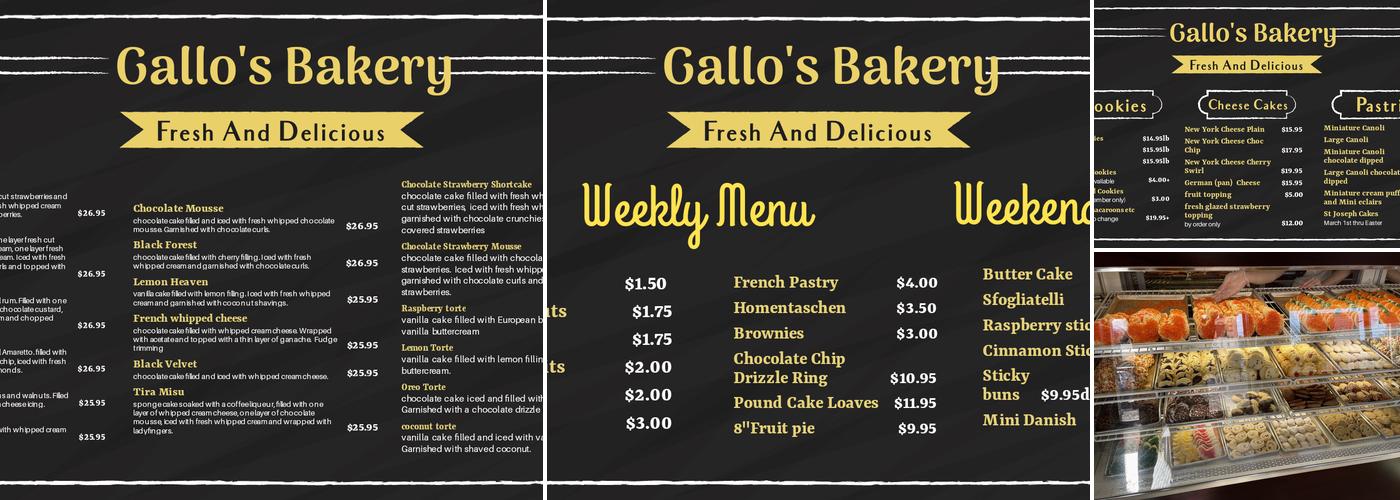 Gallo's Bakery Menu