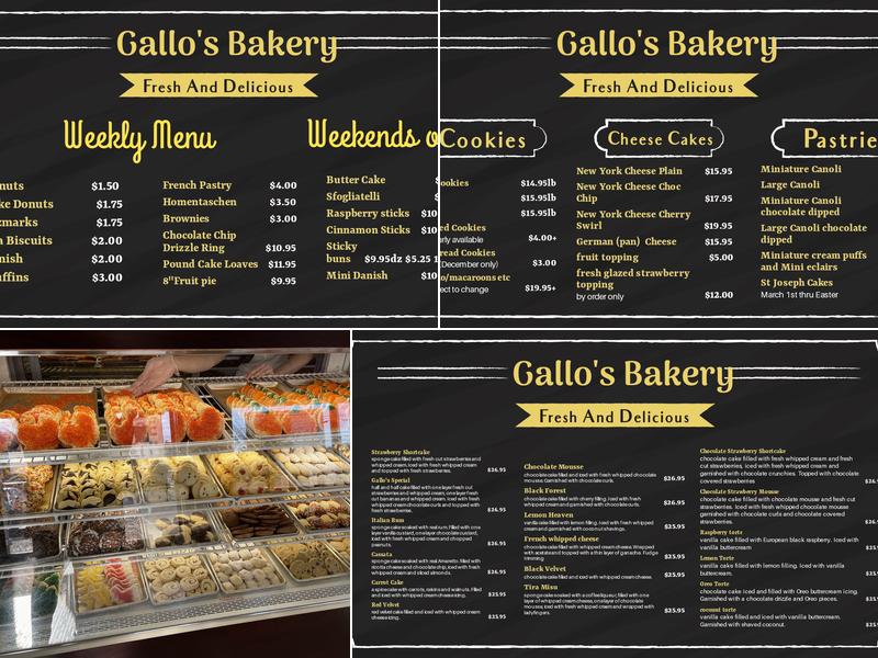 Gallo's Bakery Menu
