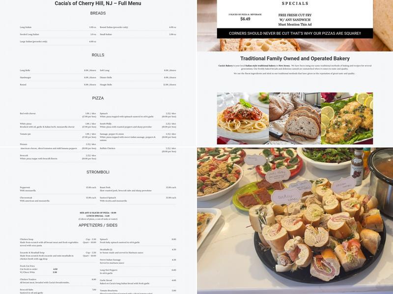 Cacia's Bakery - Cherry Hill Menu