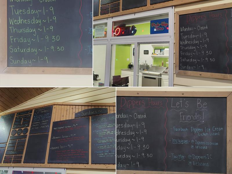 Dippers Ice Cream Menu