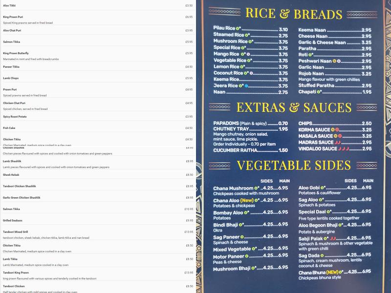 Indian Express Menu