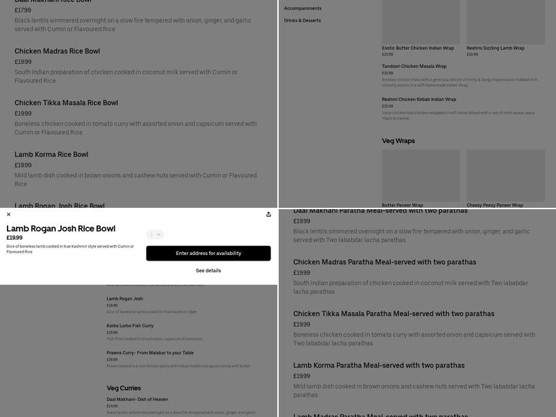 Wraps Of India Express Menu