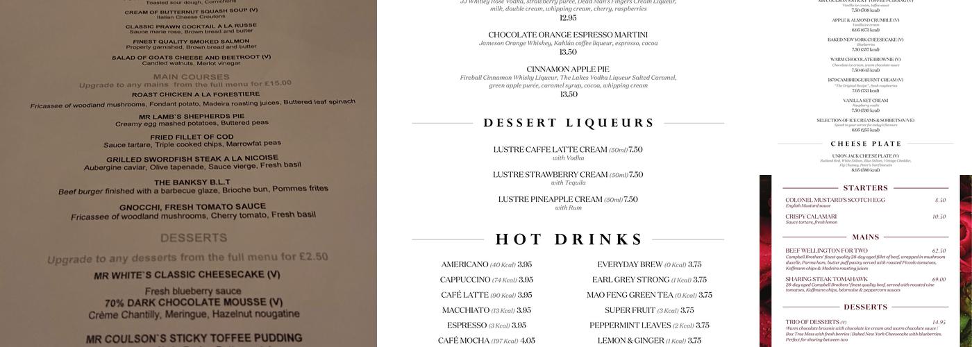 Marco Pierre White Steakhouse, Bar & Grill Southampton Menu