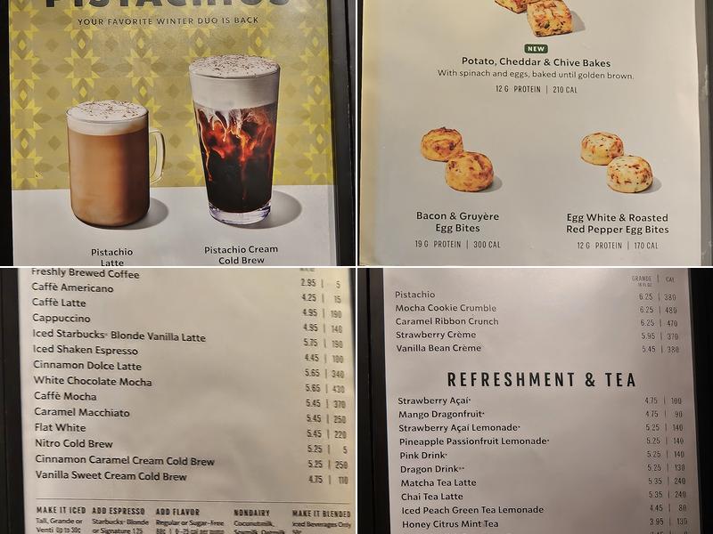 Starbucks Coffee Company Menu