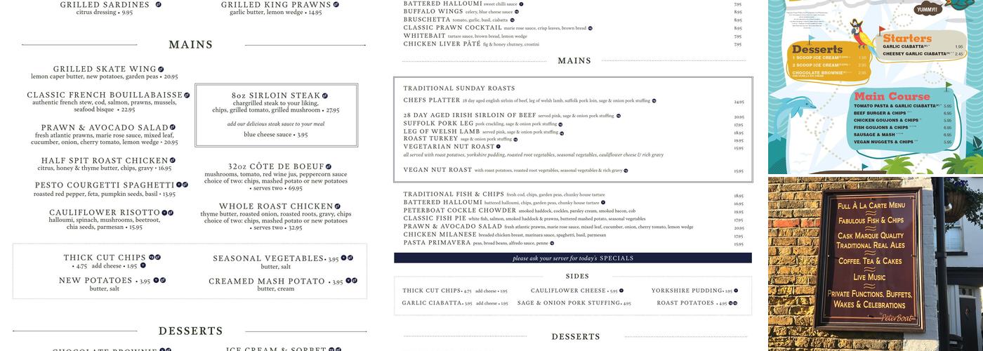 The Peterboat Menu