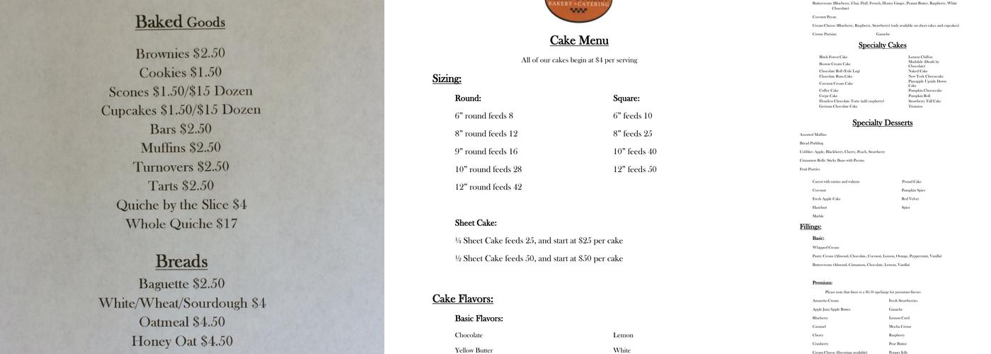 Main Street Bakery & Catering Menu