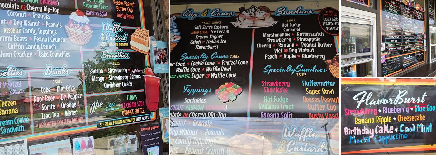 Del's Custard & Yogurt Menu