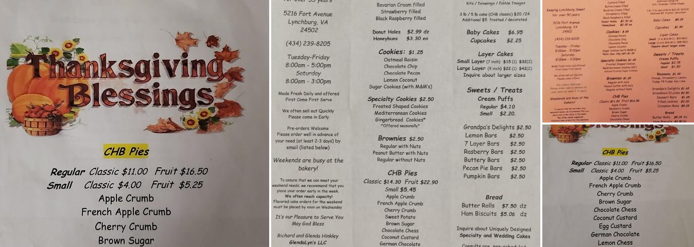 Chestnut Hill Bakery Menu